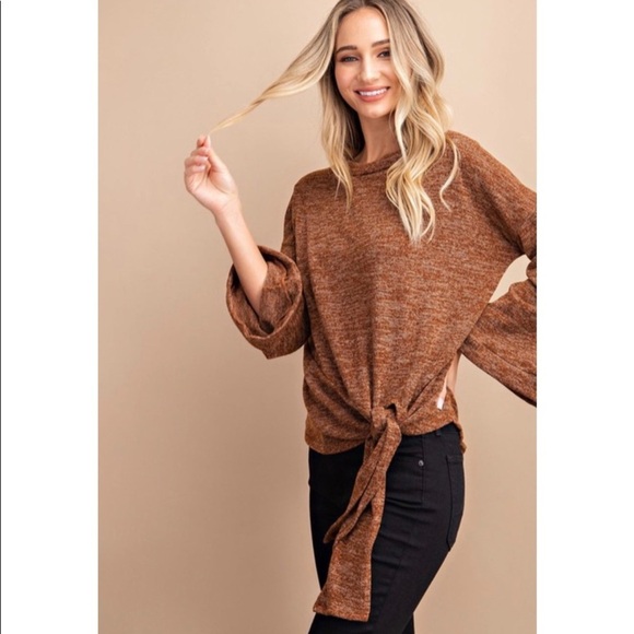 NEW! Marbled Knit Self tie Top! - Picture 2 of 5